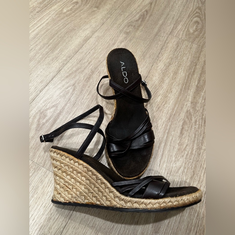 Aldo brown leather and suede espadrilles, 36 / 6